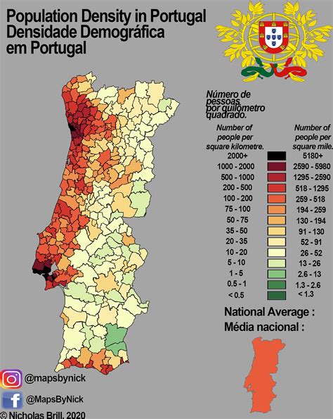 population density of portugal